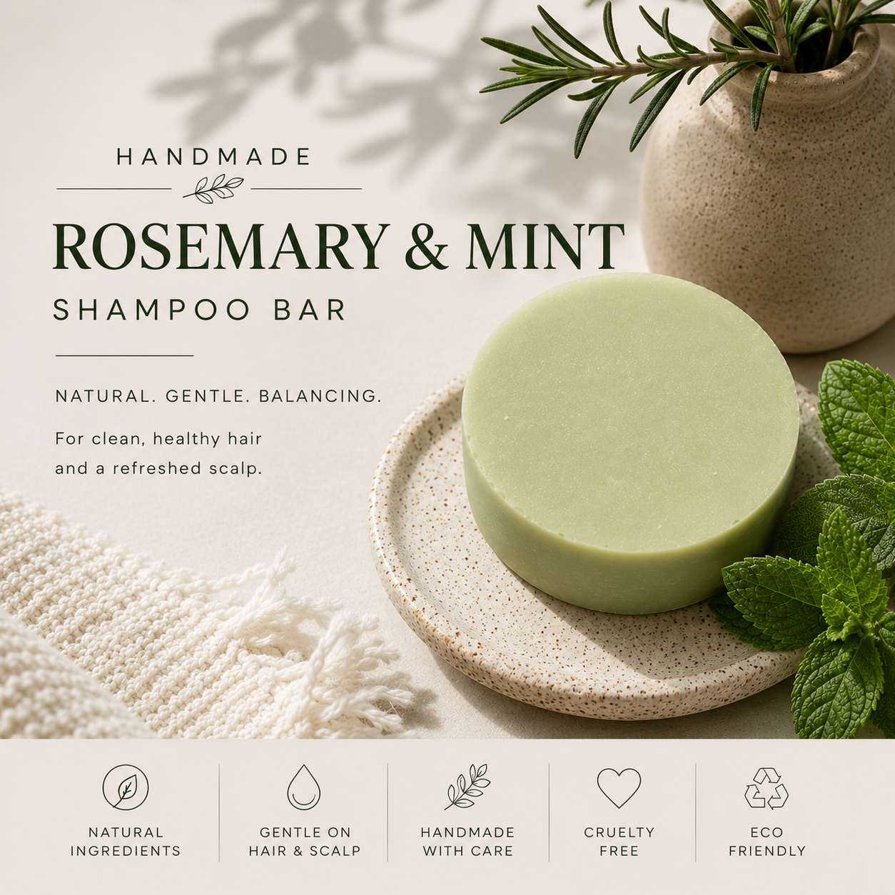 Rosemary & mint shampoo fields~ shampoo bar